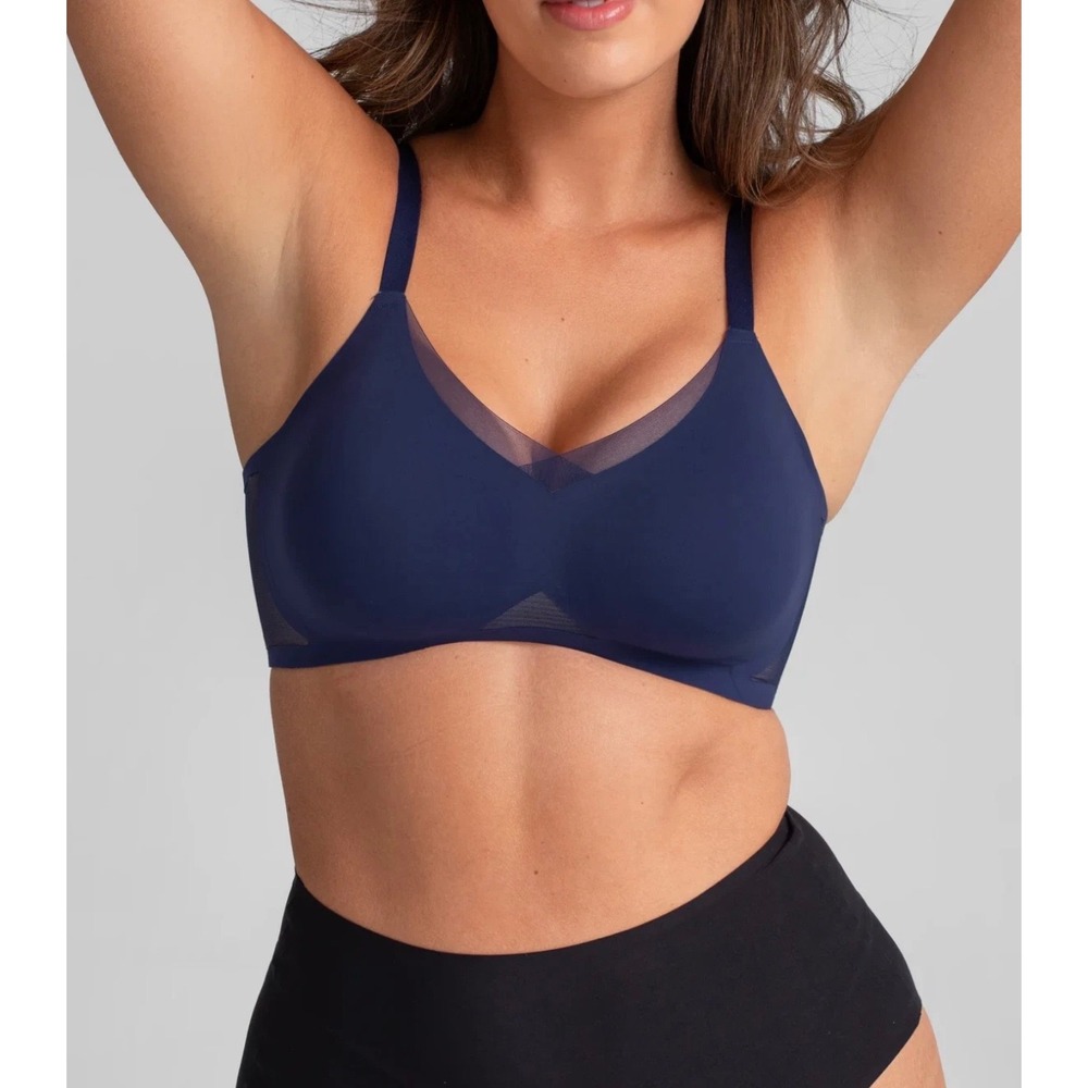 Honeylove CrossOver Bra Wireless Size large navy blue